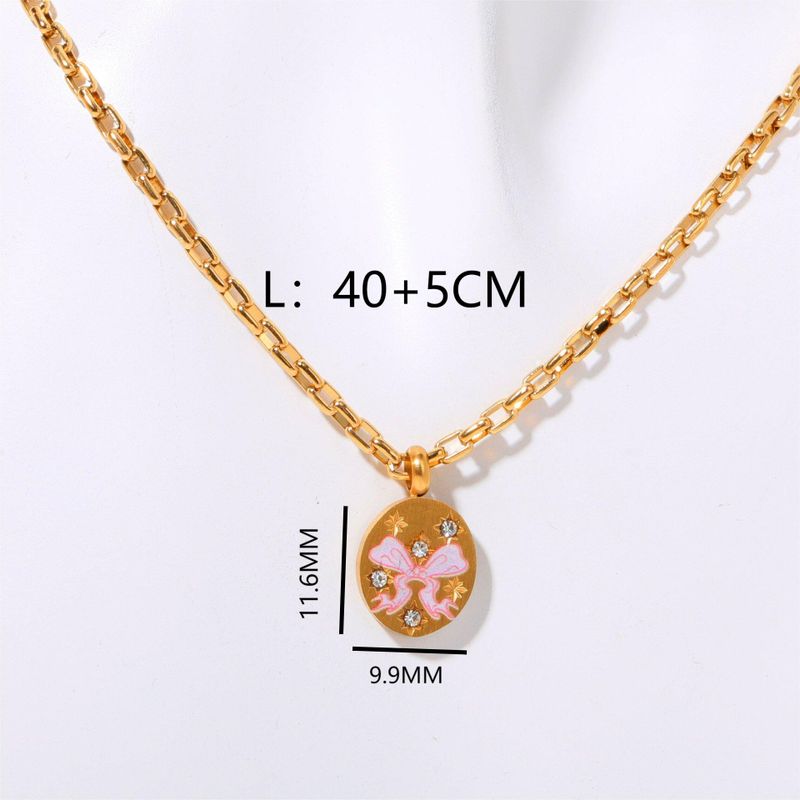 201 Stainless Steel 304 Stainless Steel Gold Plated Casual Simple Style Plating Bow Knot Pendant Necklace