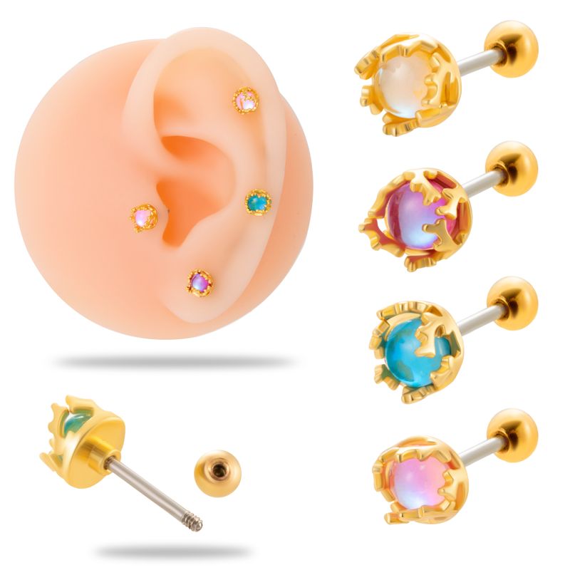 1 Piece Vintage Style Cool Style Round Plating Inlay Copper Artificial Gemstones 18k Gold Plated Ear Studs