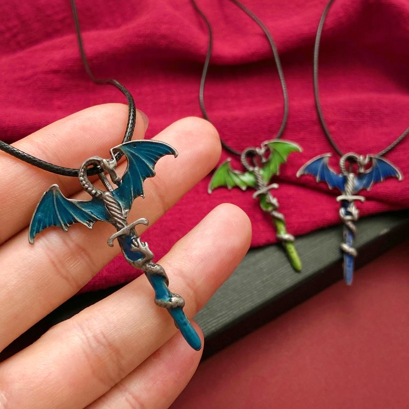 Gothic Bat Dragon Alloy Unisex Pendant Necklace