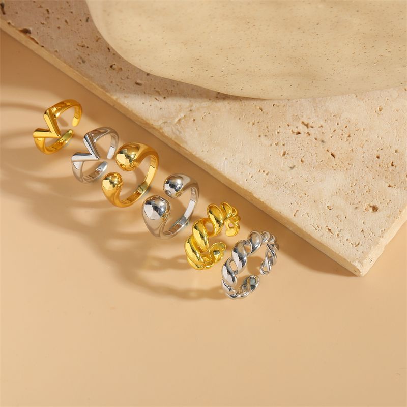 Wholesale Simple Style Classic Style Geometric Copper Plating Open Rings