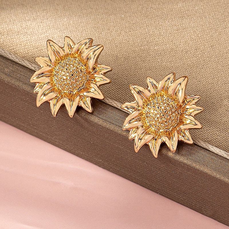 1 Pair Sweet Sunflower Plating Alloy Ear Studs