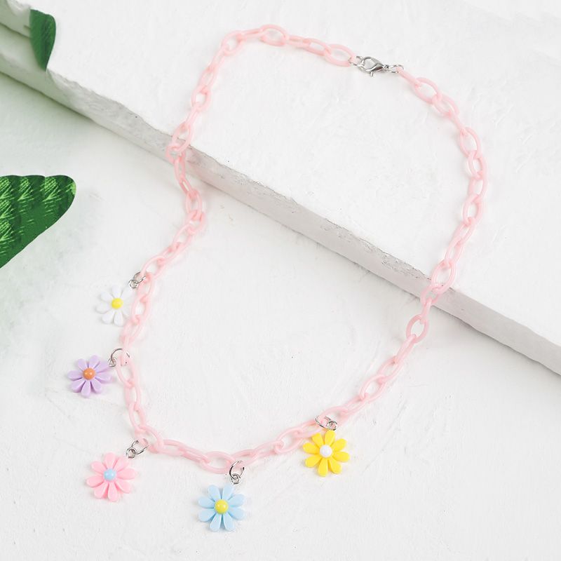 Cute Sweet Flower Arylic Resin Women's Necklace