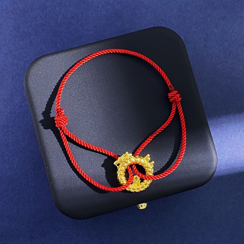 Chinoiserie Dragon Rope Copper Unisex Drawstring Bracelets