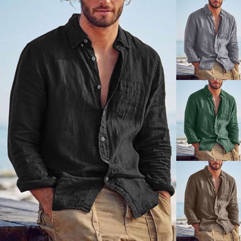 Men's Solid Color Blouse Men's Clothing