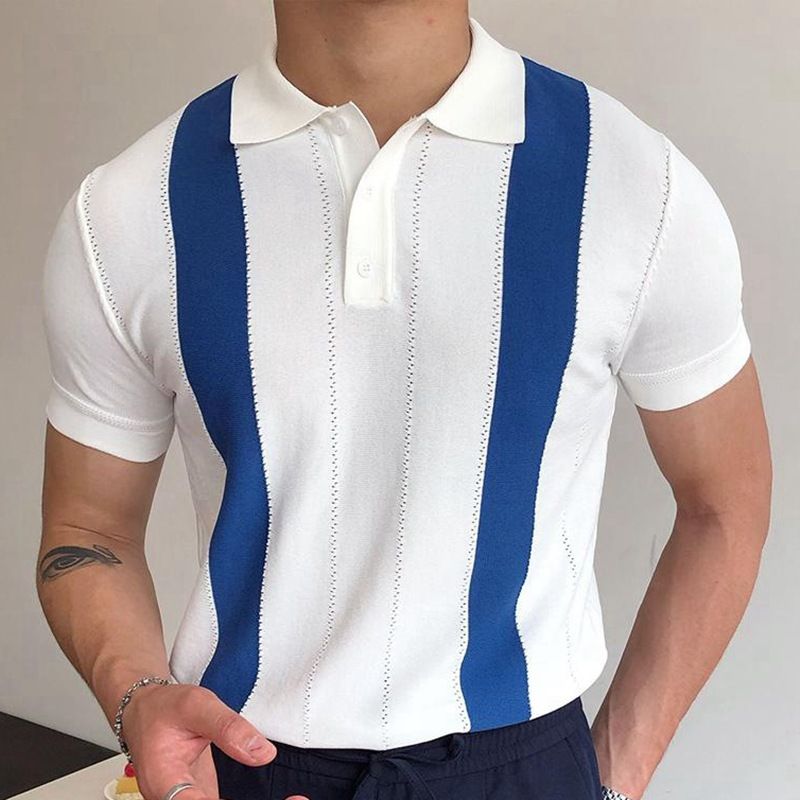 Men's Stripe Polo Shirt Men's Clothing