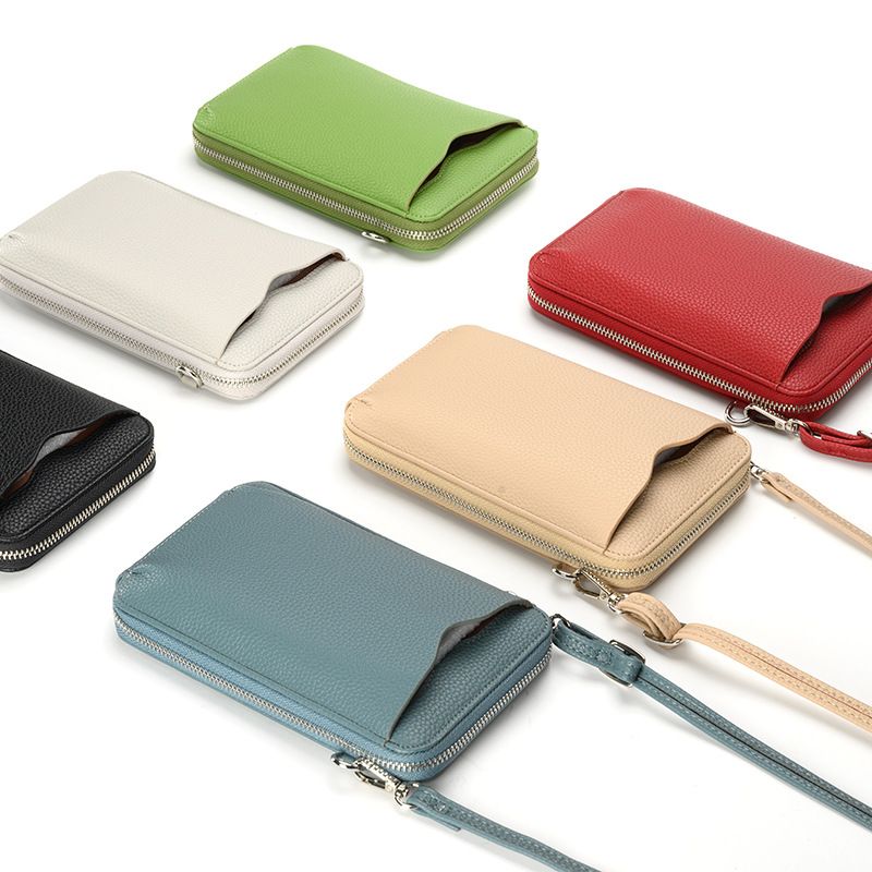 Frau Pu-Leder Einfarbig Basic Quadrat Reißverschluss Handy-Wallet