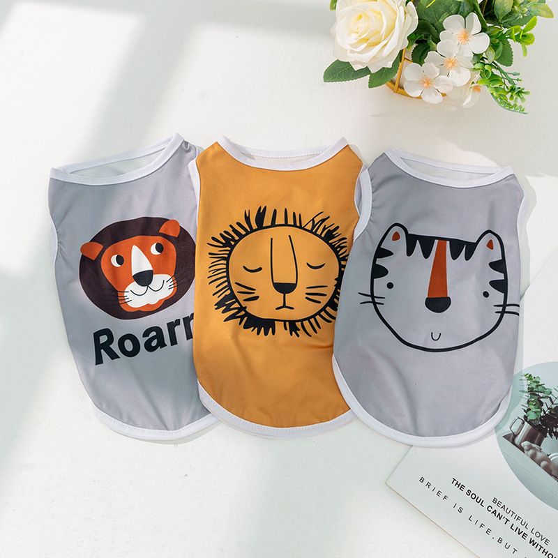 Casual Polyester Cartoon Letter Lion Pet Clothing