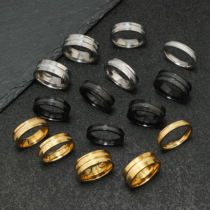 Simple Style Geometric Stainless Steel Plating Men's Rings