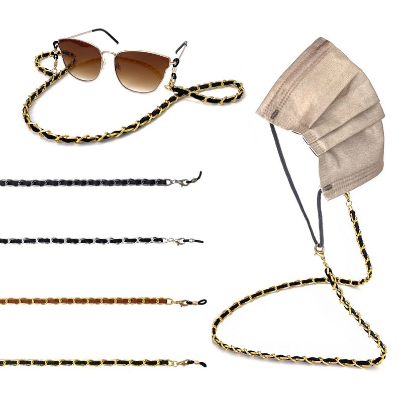 Simple Style Geometric Pu Leather Aluminum Women's Glasses Chain
