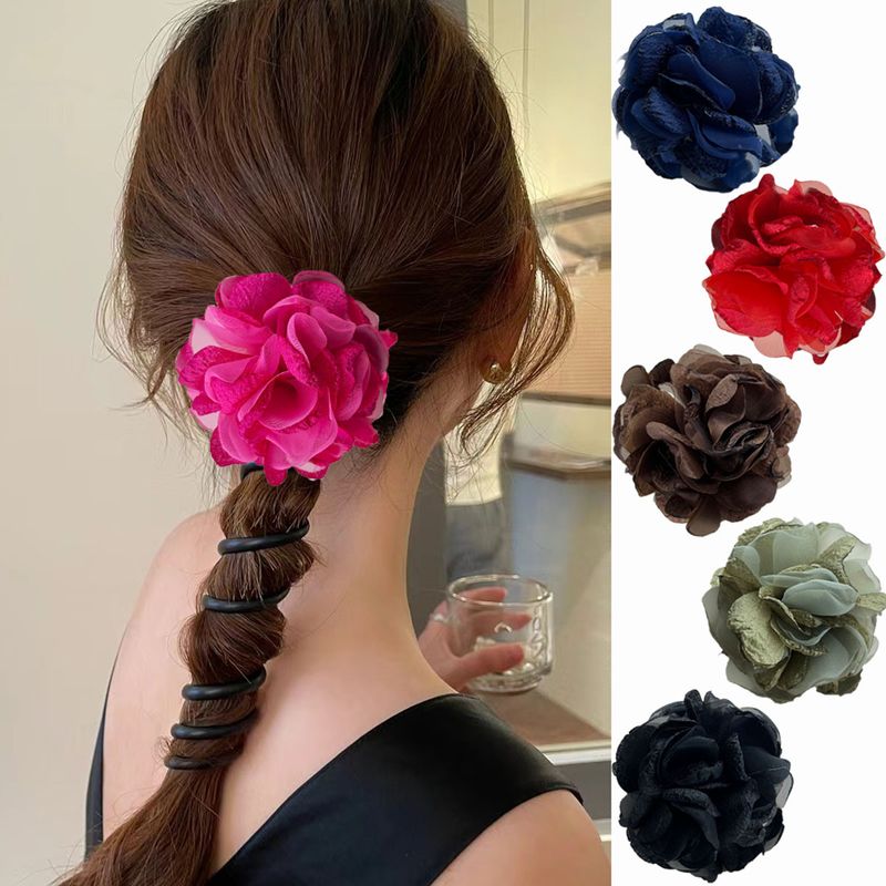 Women's Sweet Simple Style Flower Plastic Cloth Hair Tie