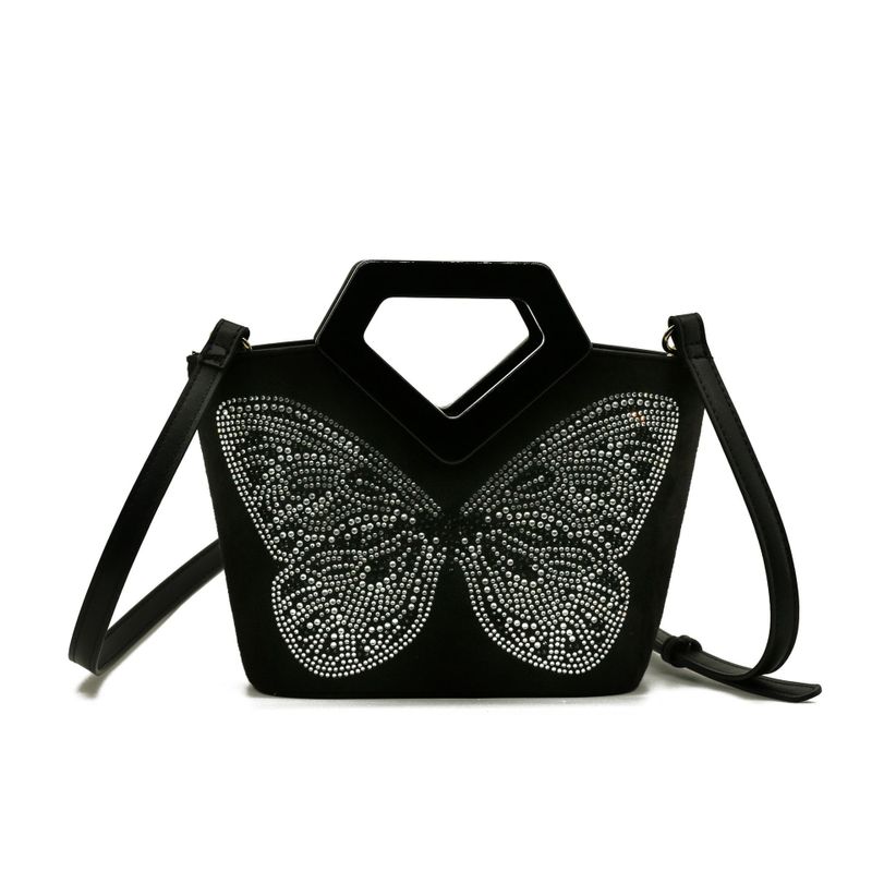 Women's Pu Leather Butterfly Elegant Bucket Open Handbag