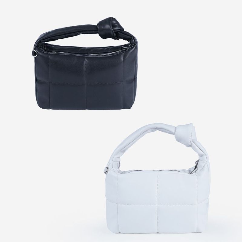 Femmes Grande Faux Cuir Couleur Unie Vêtement De Rue Carré Fermeture Éclair Sac Sous Les Bras