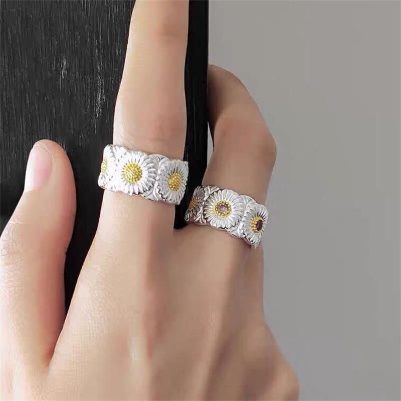 Copper Silver Plated Basic Simple Style Commute Plating Daisy Open Rings