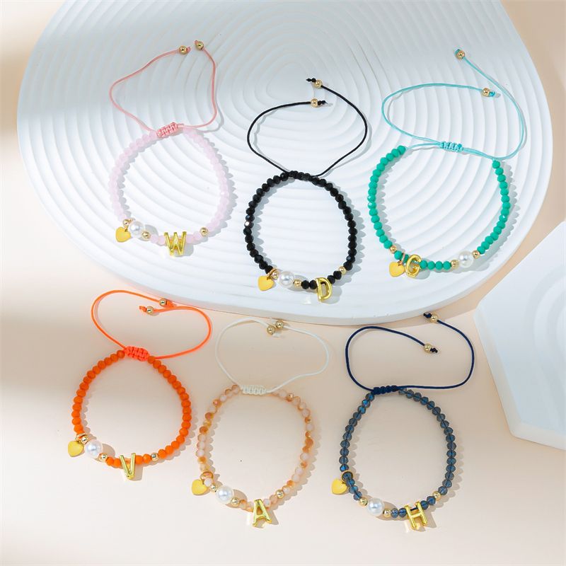 Simple Style Letter Artificial Crystal Beaded Braid Women's Bracelets