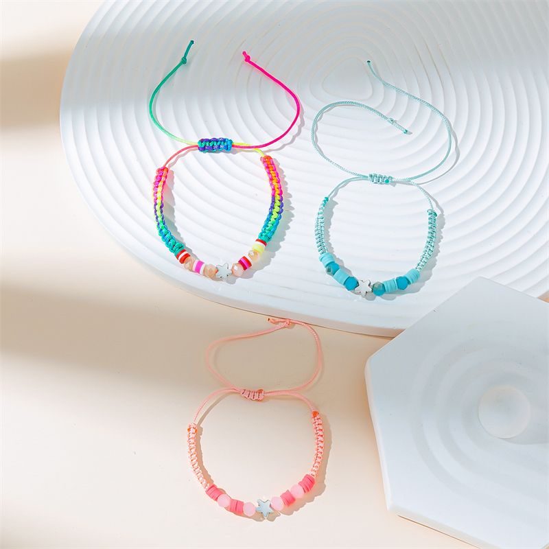 Basic Color Block Star Artificial Crystal Beaded Braid Women's Bracelets