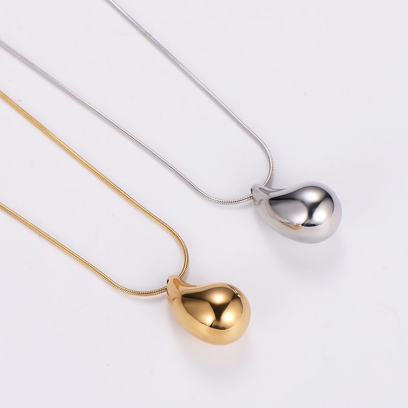 Stainless Steel 18K Gold Plated Elegant Water Droplets Pendant Necklace