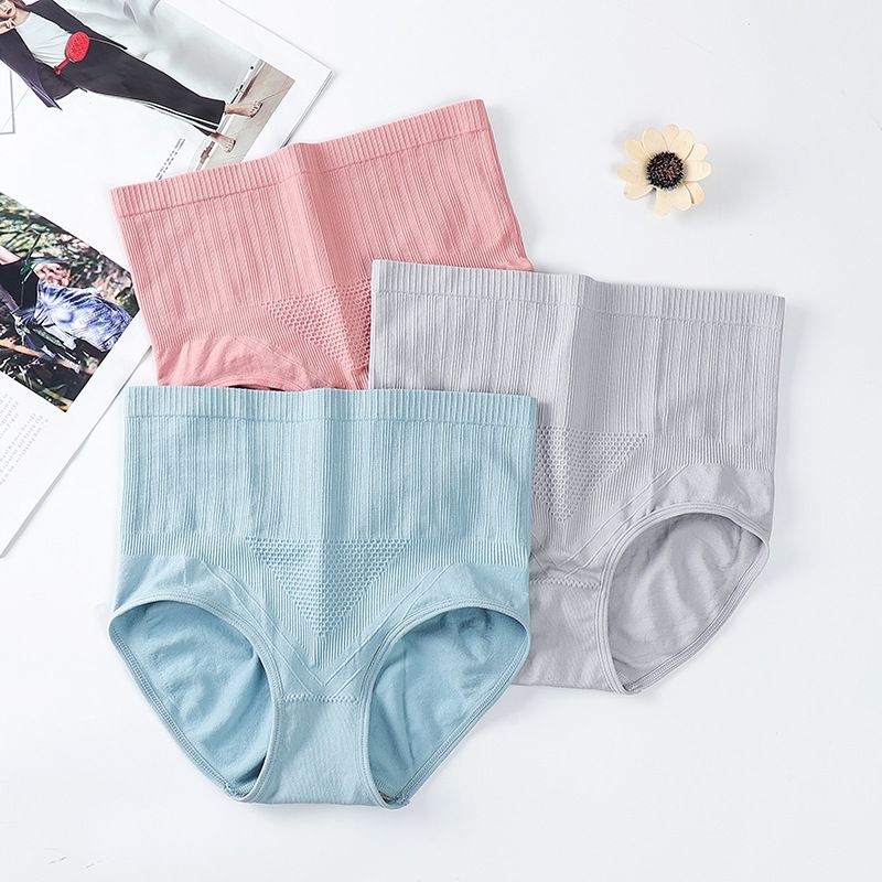 Solid Color High Waist Briefs Panties