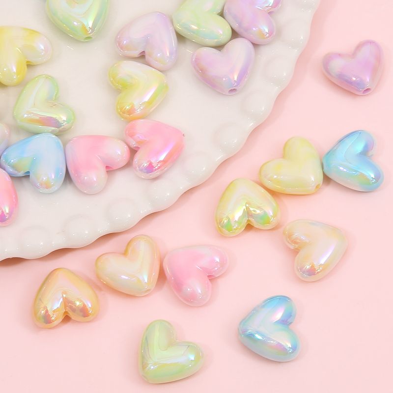 5 Pieces Arylic Heart Shape Beads