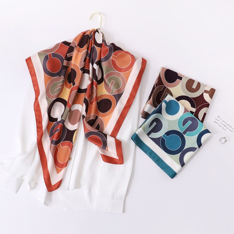 Women's Vintage Style Letter Polyester Silk Scarf