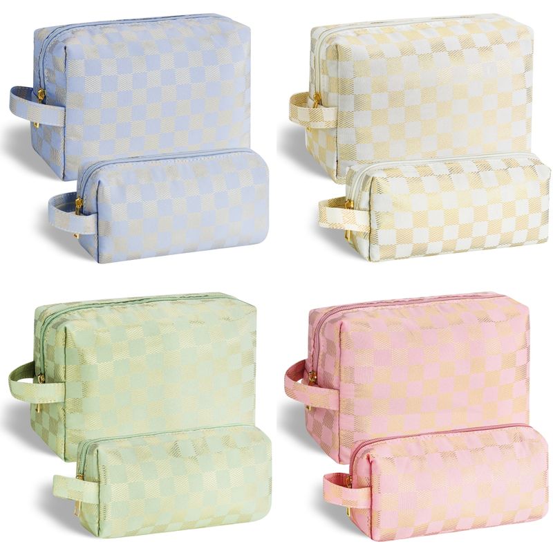 Basic Lattice Cotton Sequins Square Makeup Bags
