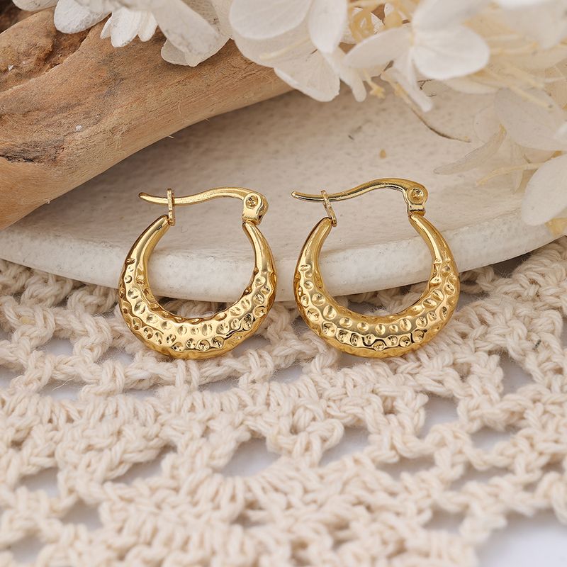 1 Pair IG Style Semicircle Plating 304 Stainless Steel Hoop Earrings