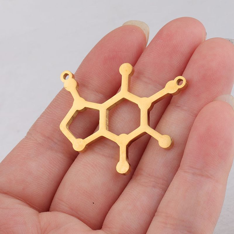 1 Pièce Acier Inoxydable Aucun Plaqué Or 18K Molécule Chimique Pendentif