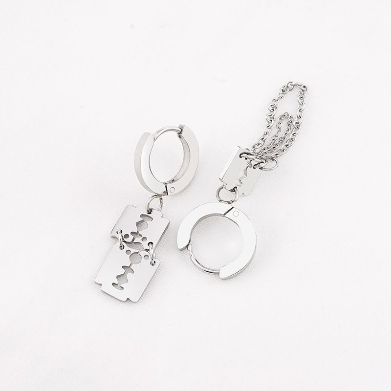 1 Pair Simple Style Geometric Solid Color Tassel Plating Titanium Steel Drop Earrings