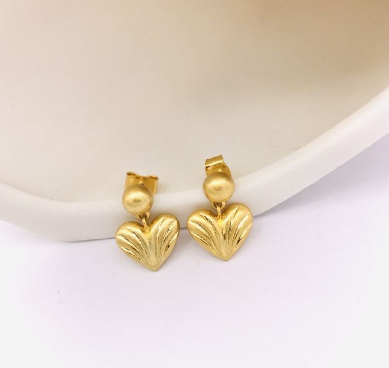 1 Pair Simple Style Heart Shape Plating Brass Drop Earrings