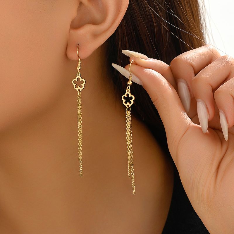 1 Pair Simple Style Solid Color Flower Iron Drop Earrings