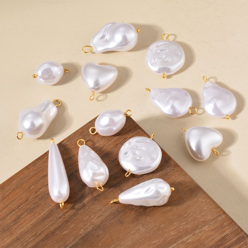 10 PCS/Package Stainless Steel Imitation Pearl Irregular Heart Shape Beads Baroque Style