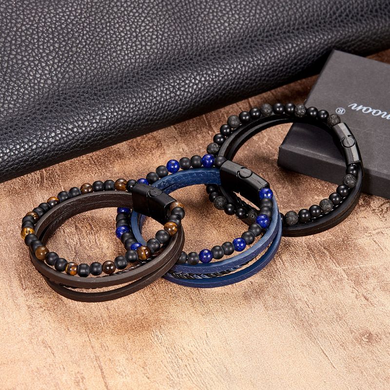 Retro Geometric Pu Leather Braid Men's Bracelets