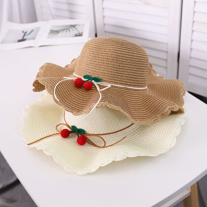 Women's Streetwear Cherry Ruffles Straw Hat