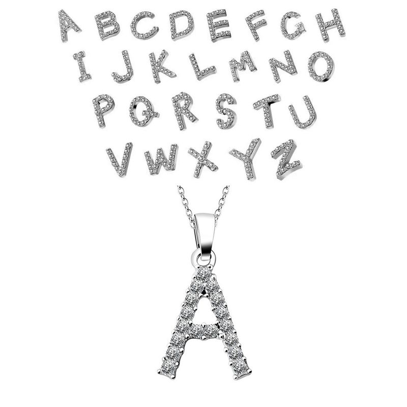 Simple Style Letter Alloy Inlay Rhinestones Women's Pendant Necklace