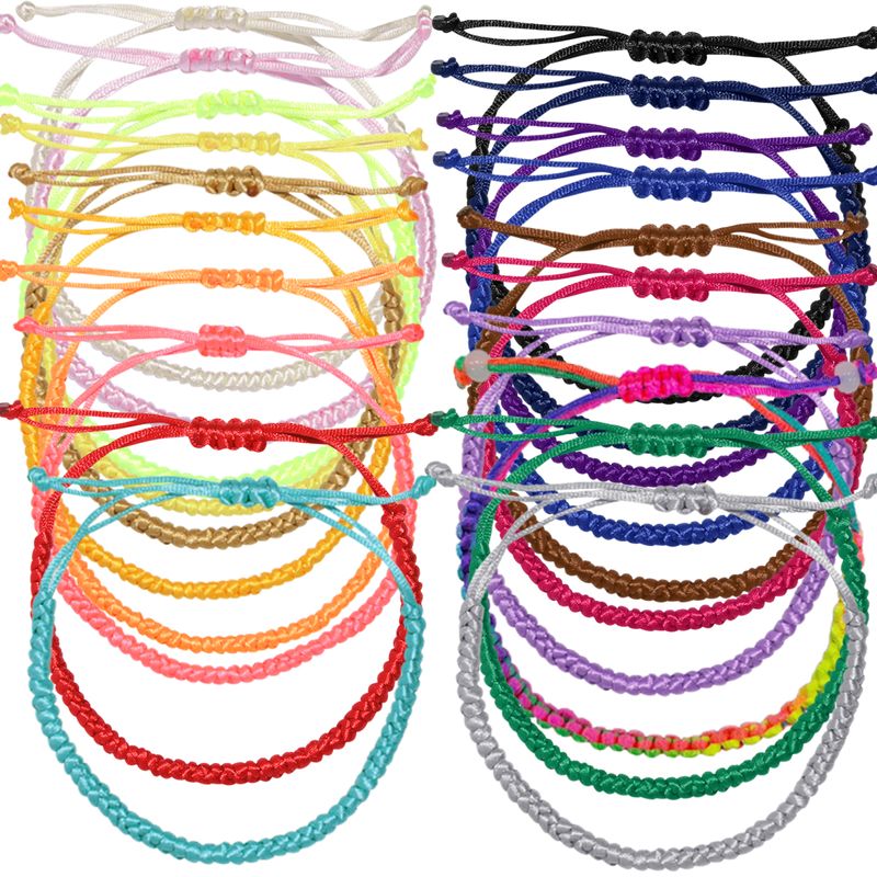 Simple Style Geometric Synthetic Fibre Unisex Drawstring Bracelets