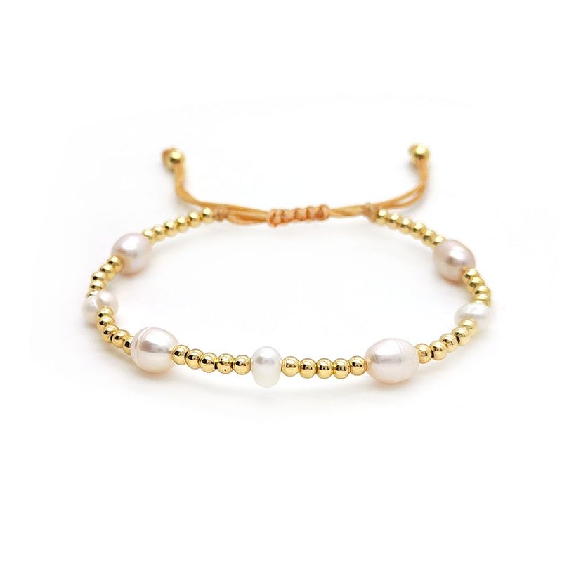 Freshwater Pearl Copper IG Style Color Block Plating Bracelets