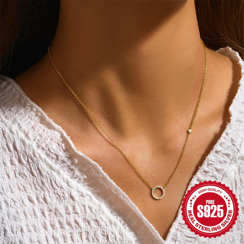 Simple Style Circle Sterling Silver Plating Pendant Necklace