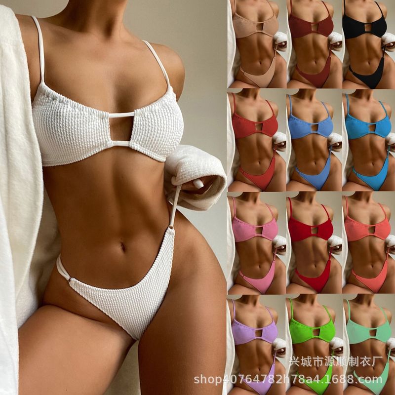 Mujeres Color Sólido Juego De 2 Piezas Bikinis Traje De Baño