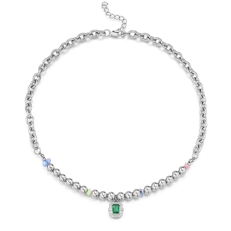 Klassischer Stil Runden Edelstahl 304 Perlen Unisex Halskette Mit Anhänger