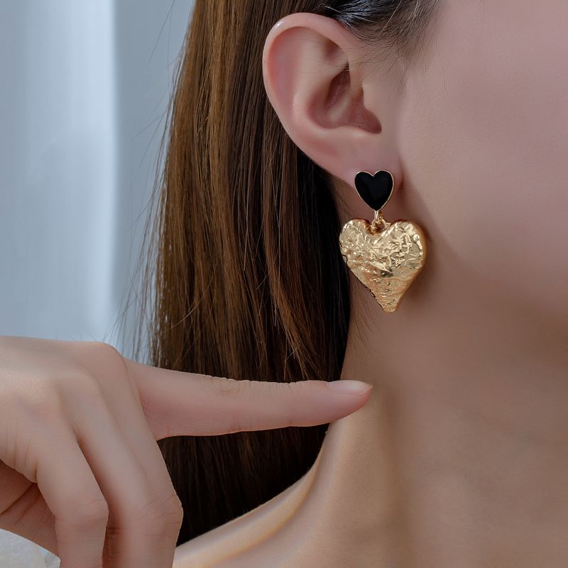 2 Pieces Romantic Double Heart Heart Shape Plating Alloy Drop Earrings