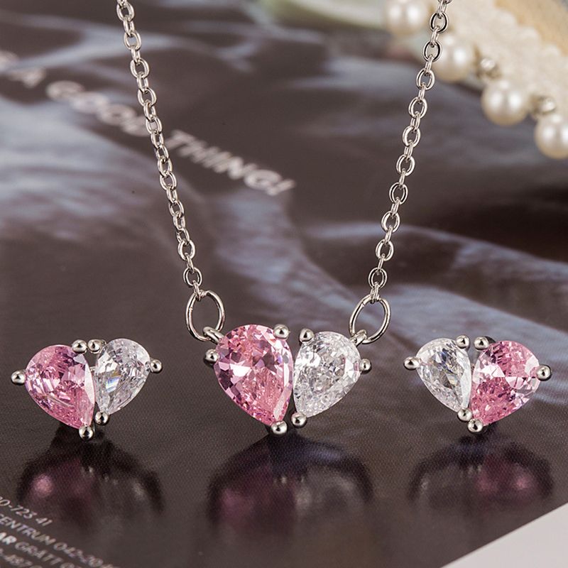 Copper Sweet Heart Shape Plating Jewelry Set