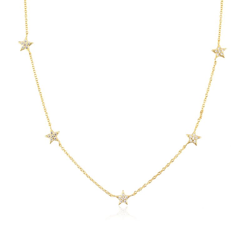 Simple Style Star Sterling Silver 18k Gold Plated White Gold Plated Pendant Necklace