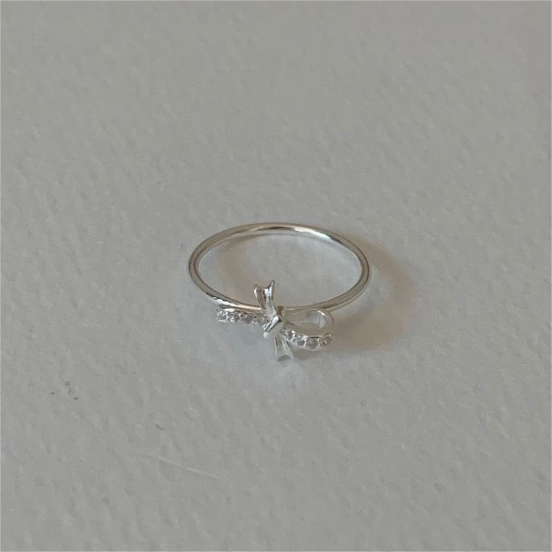 Sterling Silver Simple Style Bow Knot Plating Rings