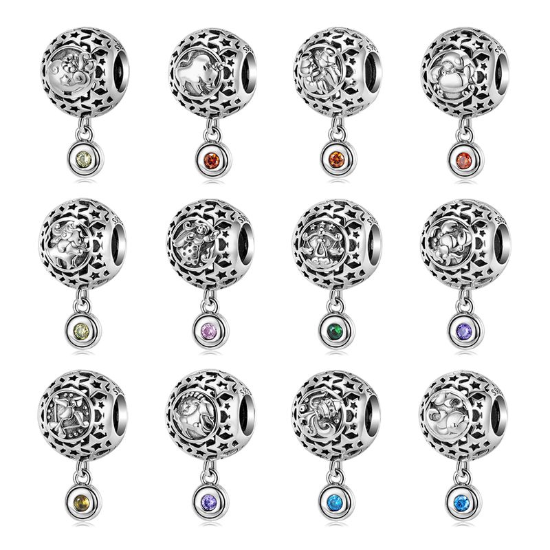 1 Piece Sterling Silver Zircon Inlay Beads