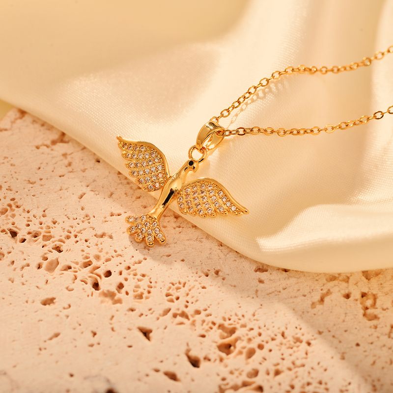 Stainless Steel Sweet Swan Pendant Necklace