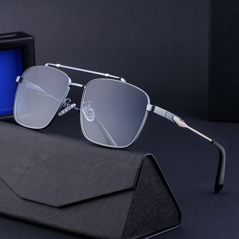 Business Solid Color Pc Square Full Frame Men's Sunglasses