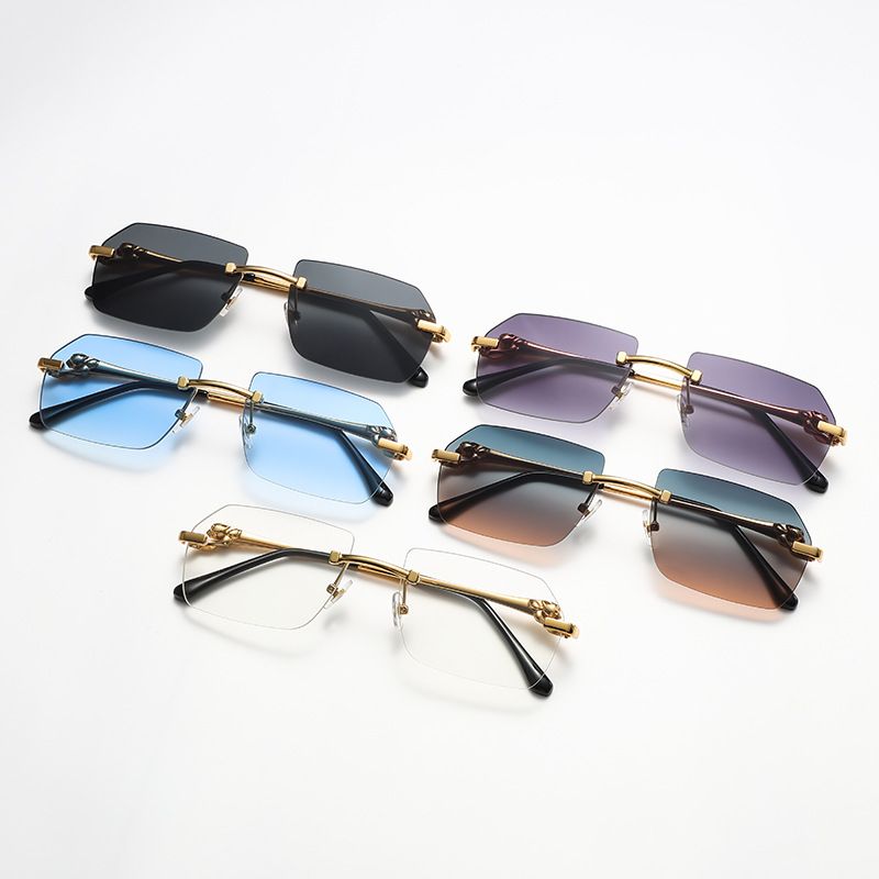 Hip-Hop Punk Streetwear Solid Color Pc Square Frameless Women's Sunglasses