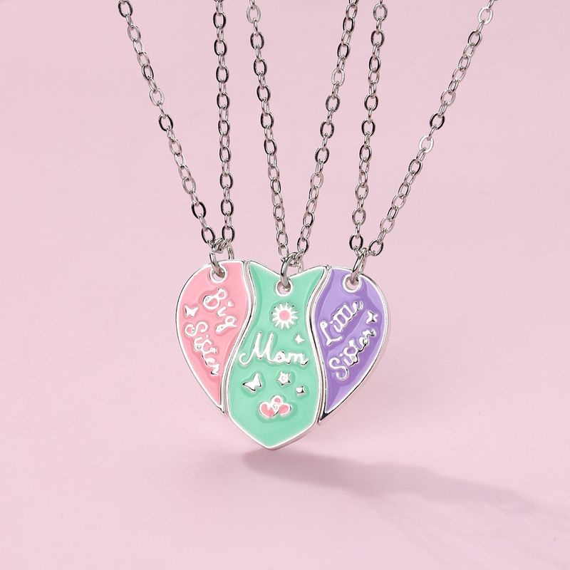 Simple Style Letter Heart Shape Alloy Enamel Unisex Pendant Necklace