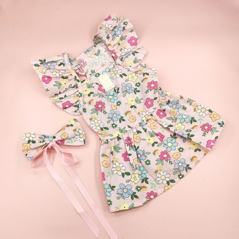 Sweet Cotton Flower Bow Knot Pet Clothing