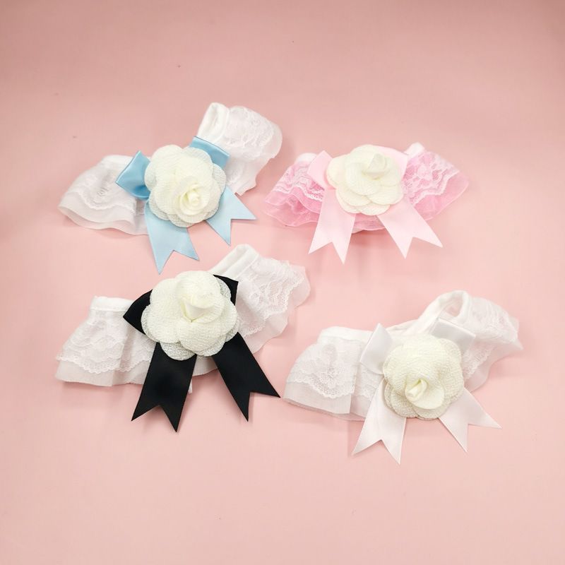 Sweet Polyester Solid Color Flower Pet Accessories
