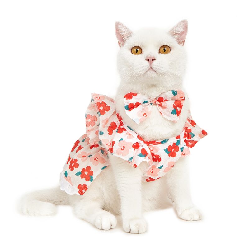 Mignon Coton Fleur Noeud D'arc Vêtements Pour Animaux De Compagnie